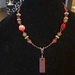 Handcrafted recycled glass Swarovski crystal necklace